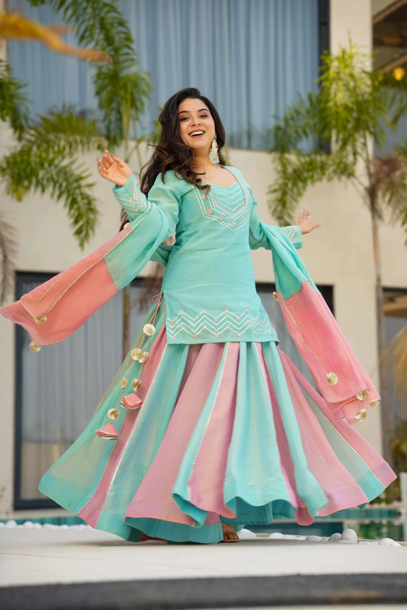 Jaipur, Clothing & Accessories, INR 6500,  Buy Cloudy Marshmallow Cosmos Kurta Palazzo Set Online
