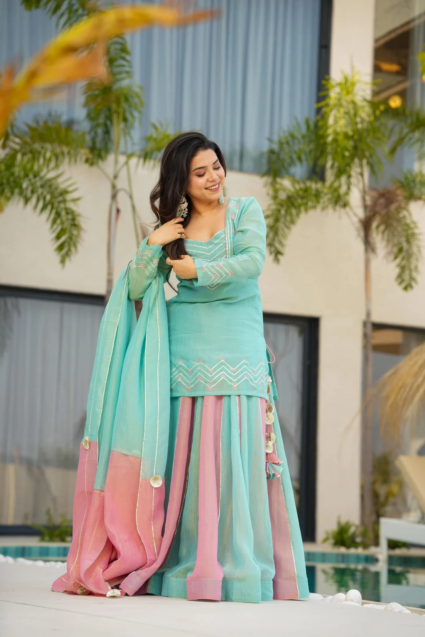 Jaipur, Clothing & Accessories, INR 6500,  Buy Cloudy Marshmallow Cosmos Kurta Palazzo Set Online
