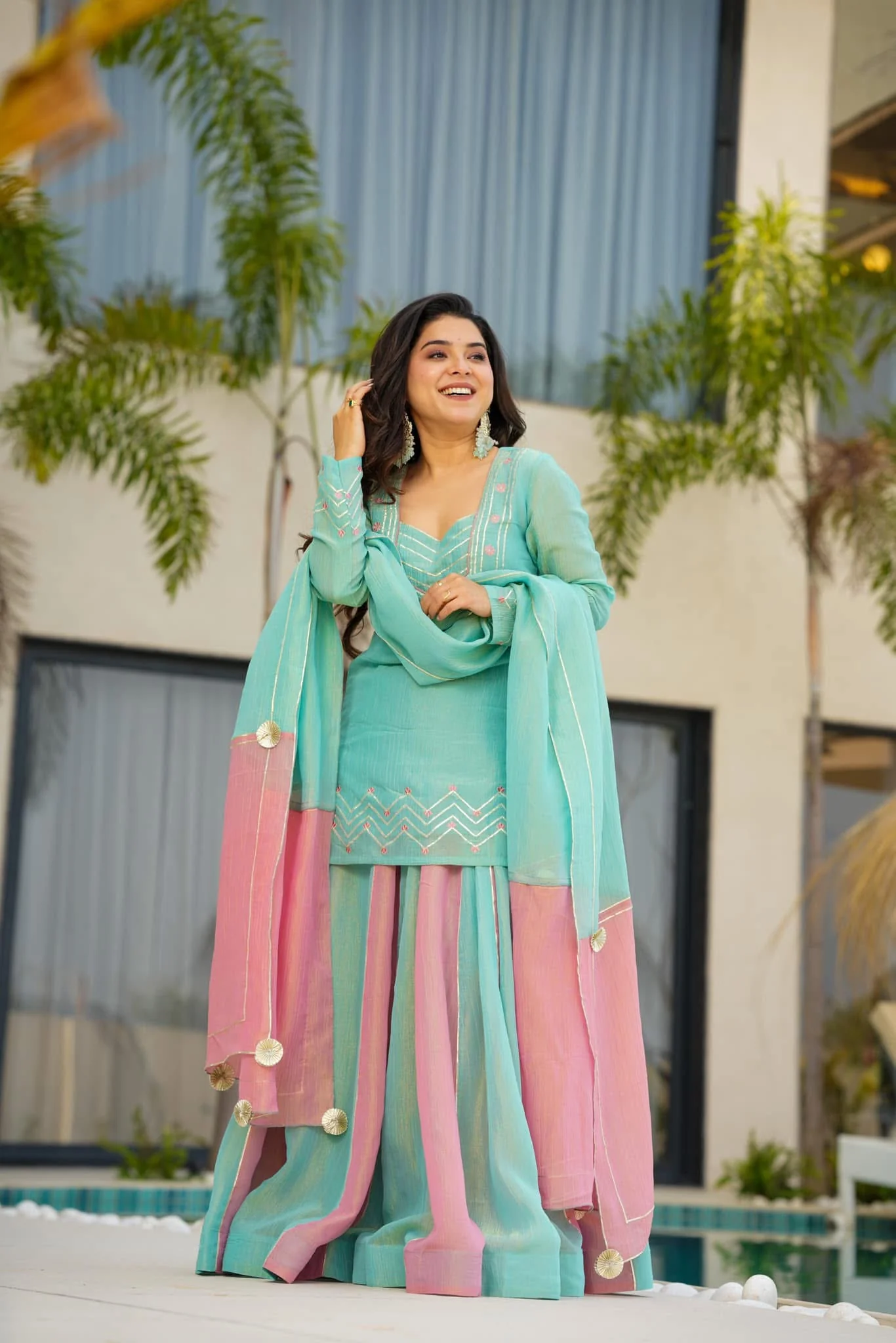 Jaipur, Clothing & Accessories, INR 6500,  Buy Cloudy Marshmallow Cosmos Kurta Palazzo Set Online