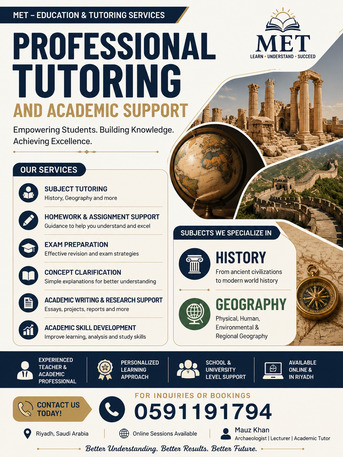 Riyadh, Education, Expert Tutoring Services In History And Geography &ndash; Riyadh