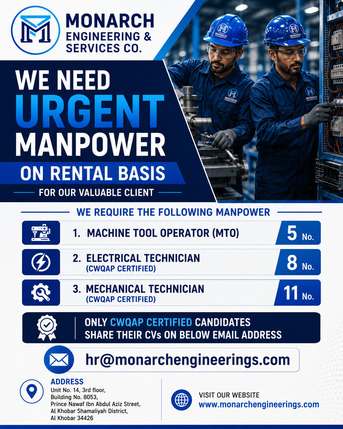 Jubail, Jobs, Urgently Required Mechanical & Electrical Technicians (CWQAP Certified) And MTO