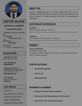 Jubail, Job Seekers, Mechanical Engineer