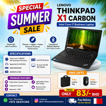 Manama, Computers, BHD 83,  Lenovo X1 Carbon Thinner Core I7 Laptop (Same Like New) 14" FHD IPS Display Price 83/-BD
