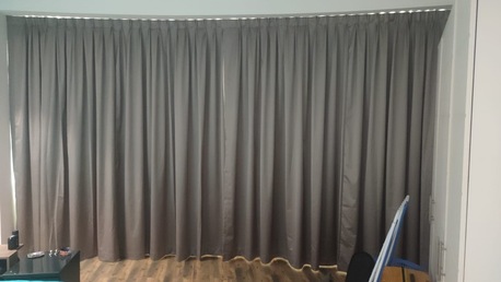 Al Seef, Furniture, BHD 700,  Premium Dark Gray Blackout Curtains With White Roller Blinds