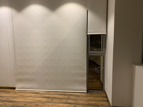 Al Seef, Furniture, BHD 700,  Premium Dark Gray Blackout Curtains With White Roller Blinds