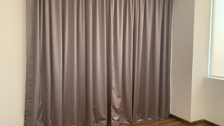 Al Seef, Furniture, BHD 700,  Premium Dark Gray Blackout Curtains With White Roller Blinds