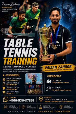 Khobar, Lessons Offered, TABLE TENNIS TRAINING AVAILABLE