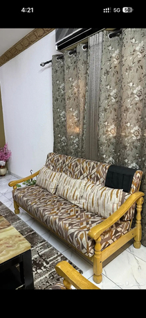 Dammam, Furniture, SAR 800,  5- Piece Wooden Sofa Set For Sale (1large 4singles) -Dammam