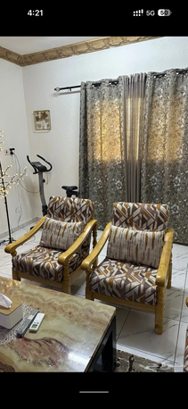 Dammam, Furniture, SAR 800,  5- Piece Wooden Sofa Set For Sale (1large 4singles) -Dammam