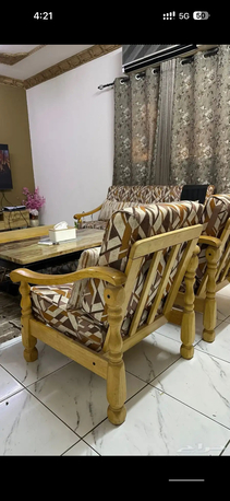 Dammam, Furniture, SAR 800,  5- Piece Wooden Sofa Set For Sale (1large 4singles) -Dammam