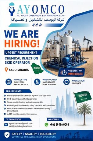 Riyadh, Jobs, Chemical Injection Skid Operator (Saudi Arabia)