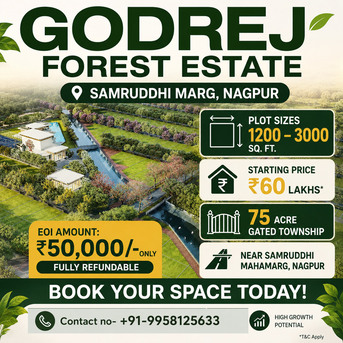 Nagpur, Residential Plots, INR 6000000,  1200 Sq. Feet,  A New Benchmark In Plot Development At Godrej Forest Estate Nagpur