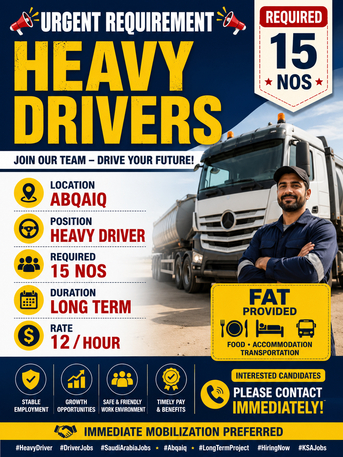 Jubail, Jobs, Heavy Vechicle Driver