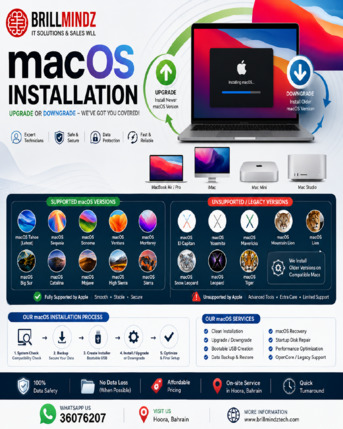 Manama, Computer, MacOS,Windows Installation ,Laptop Keybaord ,Battery,Ram Upgrade,Replacement