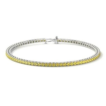 New York, Jewelry, USD 3223,  Shop Round Yellow Sapphire Women Bracelets In 14K White Gold Online