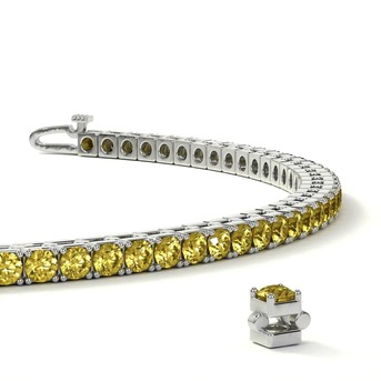 New York, Jewelry, USD 3223,  Shop Round Yellow Sapphire Women Bracelets In 14K White Gold Online