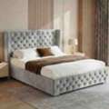 GBP 299,  Cross-Pattern Velvet Ottoman Bed With Winged Headboard