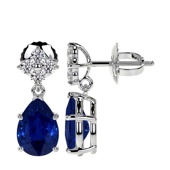 New York, Jewelry, USD 1097,  Lab Created Blue Sapphire Earrings With Round Diamonds