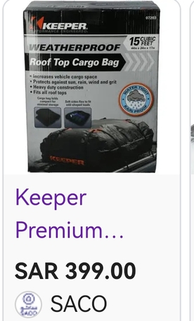 Al Rehab, Auto Parts, SAR 250,  Rooftop Cargo Bag (Keeper Brand)