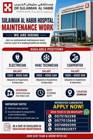 Al Batha, Jobs, HVAC Technician, Carpenter, Electrician