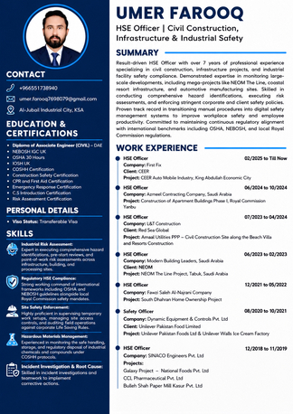 Rabigh, Job Seekers, Safety Officer