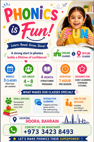 Hoora, Lessons Offered, Phonics Classes For Children (Ages 4&ndash;8) | Online & Offline | Hoora, Bahrain