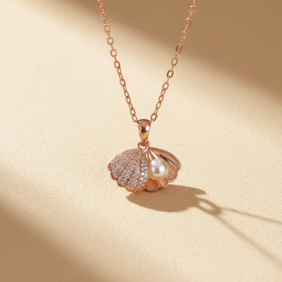 Mumbai, Jewelry, INR 7890,  Serene Seashell Pearl Pendant