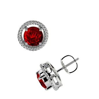 New York, Jewelry, USD 6258,  Elegant Ruby Stud Earrings With Solitaire Jacket Design