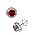 USD 6258,  Elegant Ruby Stud Earrings With Solitaire Jacket Design