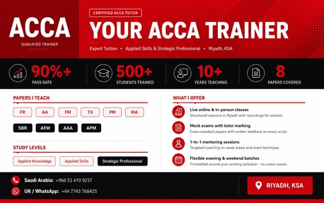 Riyadh, Lessons Offered, ACCA Tutor | Online & In-Person Classes | Riyadh, Saudi Arabia