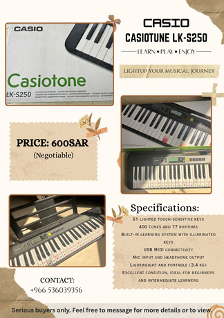 Yanbu, Electronics, SAR 600,  CASIO Keyboard LK-S250