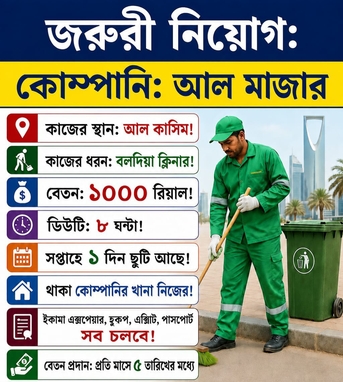 Jeddah, Jobs, ক্লিনার এন্ড হেল্পার