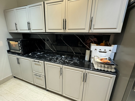 Riyadh, Household Items, SAR 4800,  Modern 2 Walls Kitchen Setup Cabinets Marble Countertop Sink Imported Sink Mixture