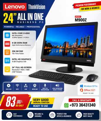 Manama, Electronics, BHD 83,  LENOVO Core I5 6th Gen All In One Computer Full Set 24" Full HD Display 8GB RAM 256GB SSD