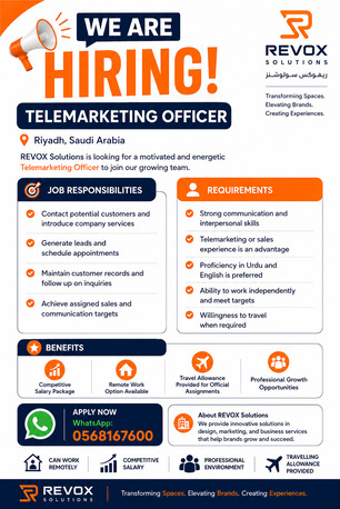Riyadh, Jobs, Telemarketing Officer-Female