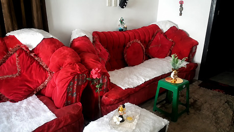 Al Shifa, Furniture, SAR 700,  Luxury Red Sofa Set For Sale With A Royal-style Accent Chair And Matching Cushions. للبيع