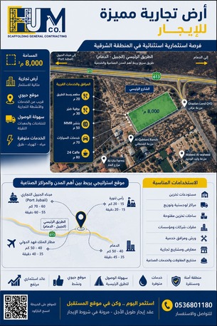 Jubail, Commercial Plots, SAR 100000,  80000 Sq. Meter,  Prime 8,000 SQM Commercial Land For Rent Strategic Industrial Location In Jubail