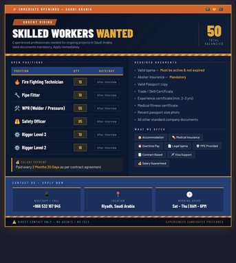 Riyadh, Jobs, ⚡ URGENT HIRING &ndash; SAUDI ARABIA ⚡ 🏗️ Construction & Technical Workers Needed Immediately!
