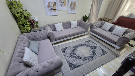 Hofuf, Furniture, SAR 500,  ​🛋️ Elegant Chesterfield-Style Sofa Set For Sale (Great Condition!)