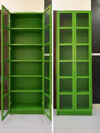Al Rehab, Furniture, SAR 100,  Green Cabinet - Glass Door - Ikea