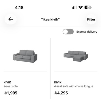 Olaya, Furniture, SAR 2900,  For Sale Used Ikea Kivik Sofa