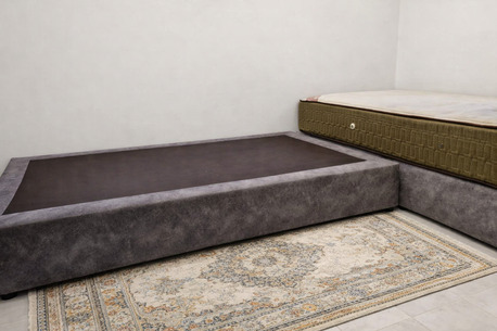 Al Aziziyah, Furniture, SAR 400,  "Two" Grey Velvet Bed Frame 200 X120 Cm Used In Excellent Condition