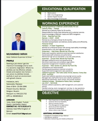 Manama, Job Seekers, I Am Looking For DRIVER Or RESTAURANT Team Supervisor Or Waiter Job.