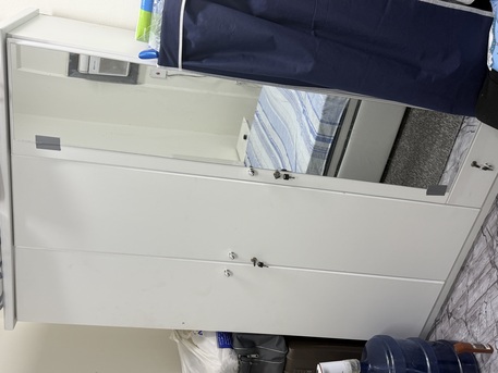Jeddah, Household Items, SAR 1000,  White Queen Size Bed With 3 Door Cupboards And Side Tables With 20inch Medicated Mattress