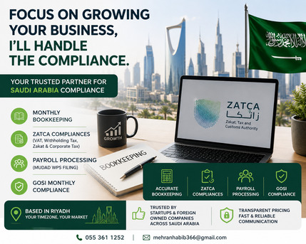 Riyadh, Accounting, Remote/Part Time Accountant And ZATCA Compliances