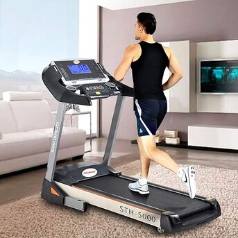 Jubail, Sporting Goods, SAR 1350,  Sparnod Fitness Treadmill Automatic STH-5000 (5 HP Peak) Foldable Motorized Treadmill For