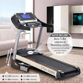 Jubail, Sporting Goods, SAR 1350,  Sparnod Fitness Treadmill Automatic STH-5000 (5 HP Peak) Foldable Motorized Treadmill For