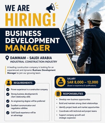 Dammam, Jobs, Business Development Manager (Construction Company)
