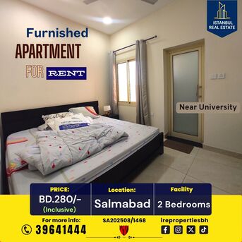 Salmabad, Apartments, Flats, Houses & Villas, BHD 280/month,  Furnished,  115 Sq. Meter,  Furnished 2 BHK Apartment &ndash; Salmabad BD.280/- Inclusive