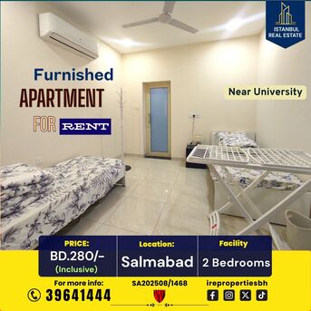 Salmabad, Apartments, Flats, Houses & Villas, BHD 280/month,  Furnished,  115 Sq. Meter,  Furnished 2 BHK Apartment &ndash; Salmabad BD.280/- Inclusive